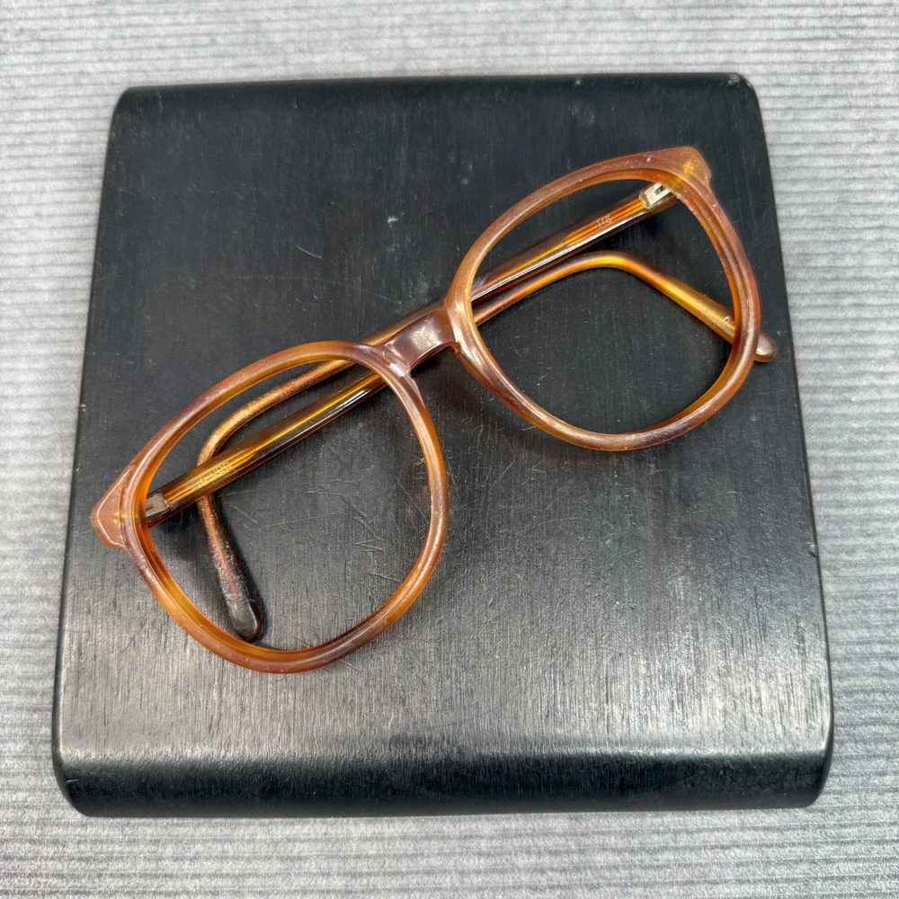 Vintage Amber Tortoiseshell Round Y2K Eyeglass Frames 54-18-145 Retro Panto Vtg‎